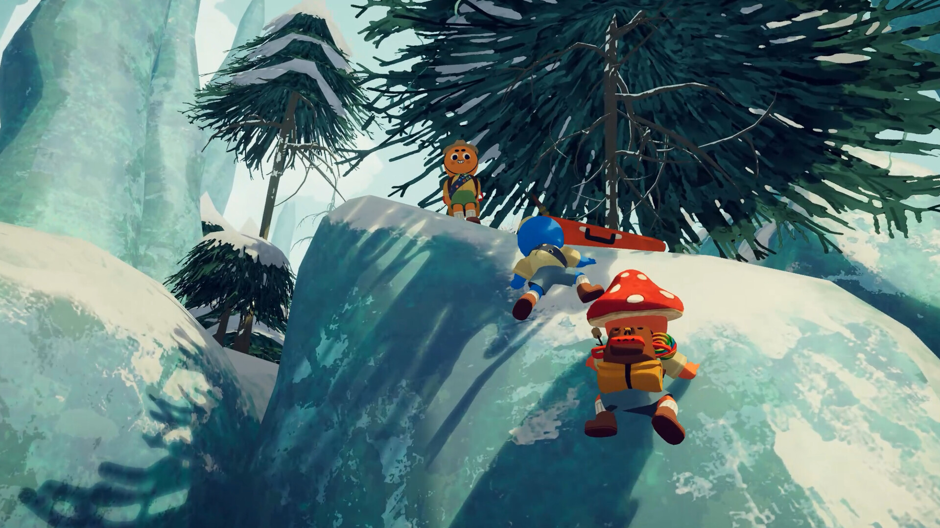 Stranded scouts climbing a mountain